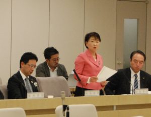 豊洲市場移転問題特別委員会で質疑する都議の小松久子